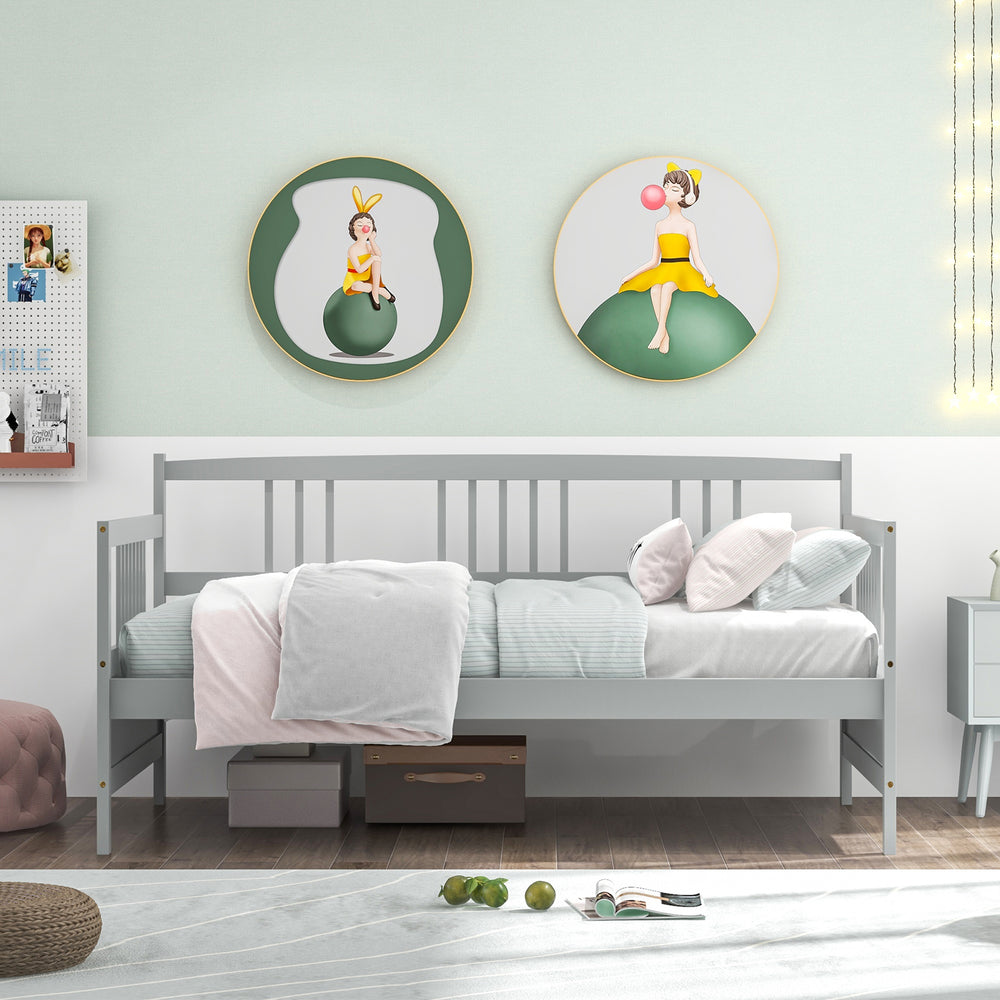 Costway Twin Size Daybed Frame with Wooden Slats Support New