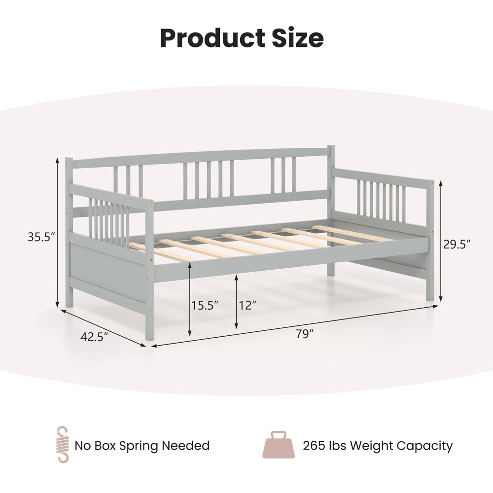 Costway Twin Size Daybed Frame with Wooden Slats Support New
