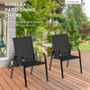 2 Pcs Patio Outdoor Dining Chair with Armrest-Black - Gallery View 1 of 9