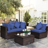 4 Pieces Ottoman Garden Patio Rattan Wicker Furniture Set with Cushion-Navy - Gallery View 1 of 11