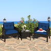 3 Pieces Outdoor Patio Rattan Conversation Set with Seat Cushions-Navy - Gallery View 1 of 12