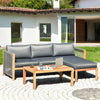 3 Piece Patio Acacia Sofa Set with Nylon Armrest - Gallery View 1 of 11