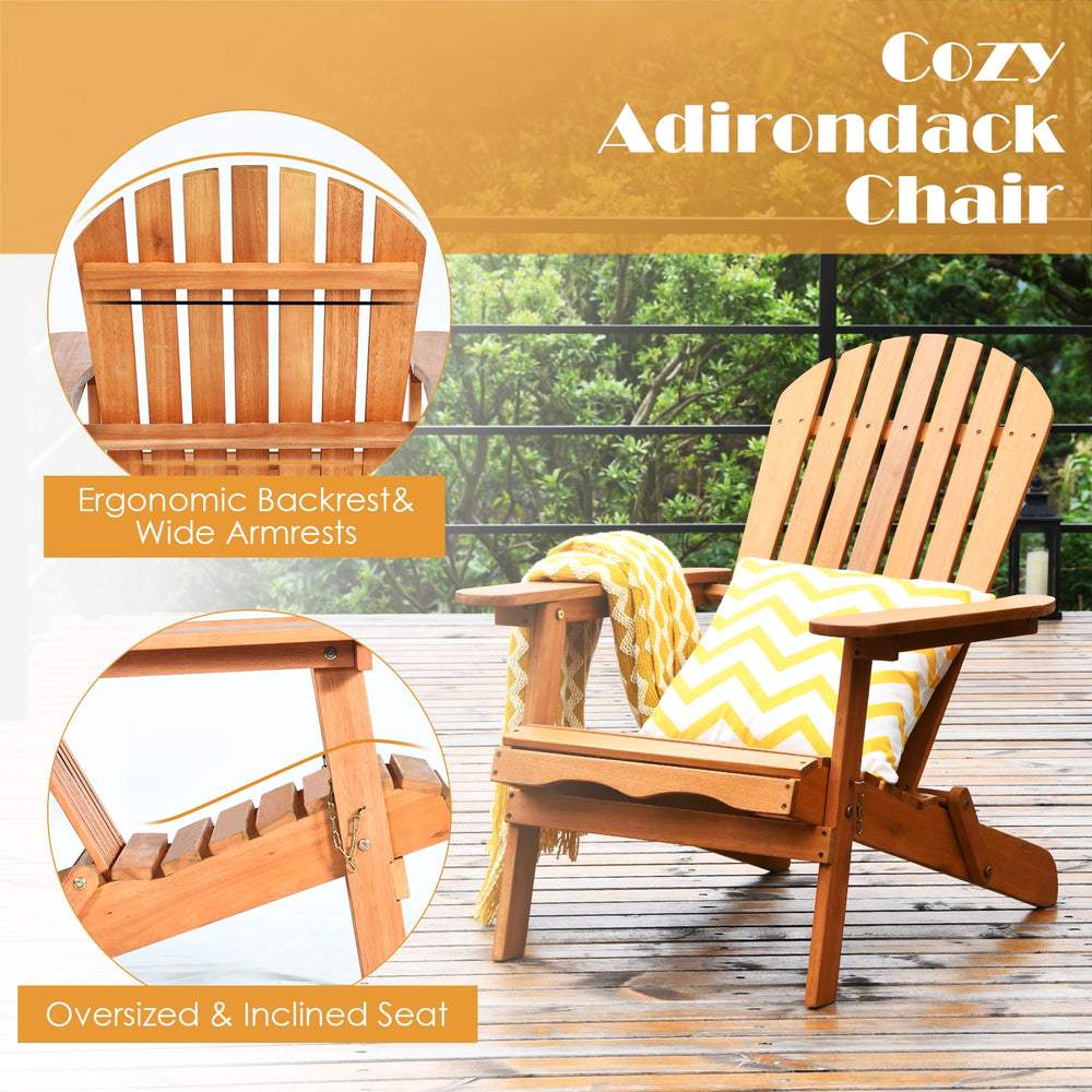 Costway Adirondack Chair Set with Widened Armrests and Side Table New