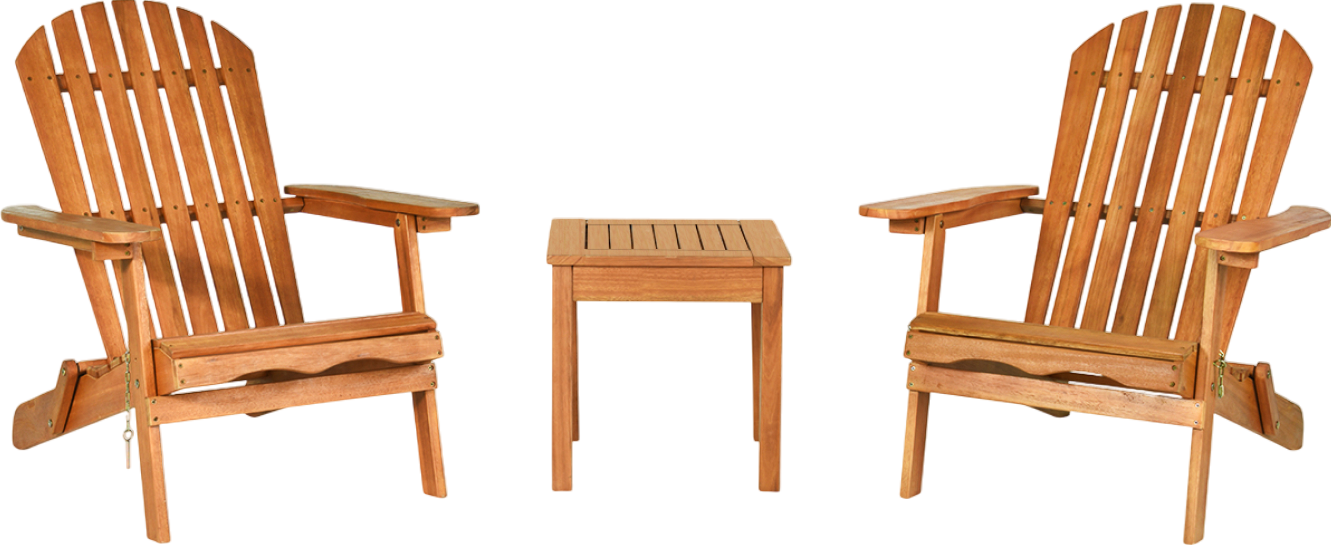 Costway Adirondack Chair Set with Widened Armrests and Side Table New