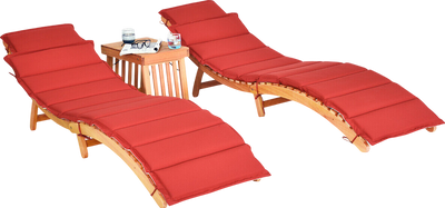 Costway Eucalyptus Wood Lounge Chair Set with Foldable Side Table New