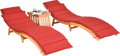 Costway Eucalyptus Wood Lounge Chair Set with Foldable Side Table New