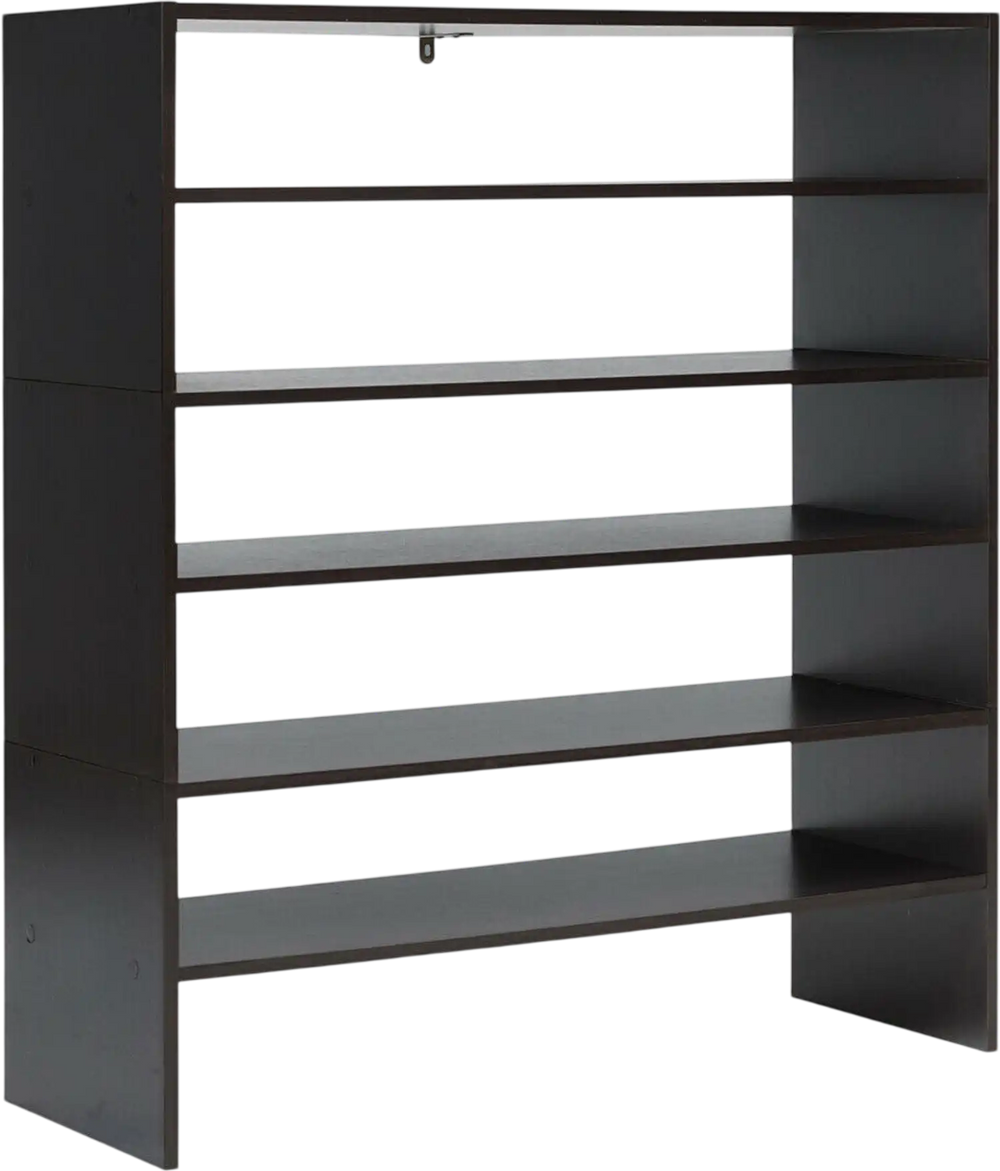 Stackable 3-piece shoe rack in brown, featuring 2-tier shelves for versatile storage in living room or bedroom.
