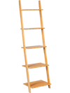 5-Tier Modern Bamboo Wall-Leaning Display Ladder Bookshelf