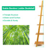 5-tier bamboo ladder bookshelf with a triangle structure, offering durable storage for living room or bedroom.