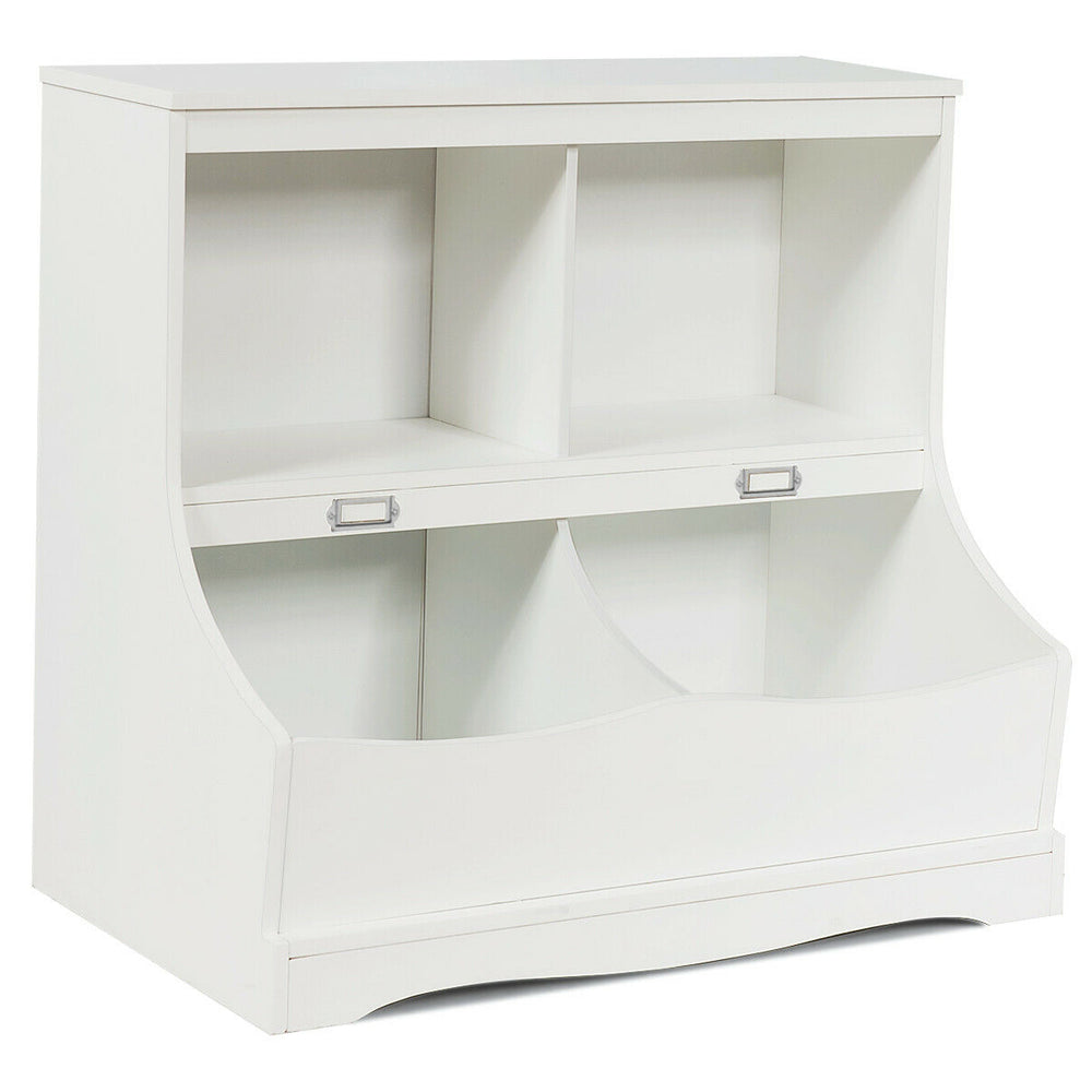 Kids Floor Cabinet Multi-Functional Bookcase -White - Gallery View 1 of 7