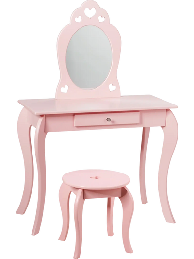 Costway Kids Princess Makeup Dressing Table Set w/ Mirror 64759213 New