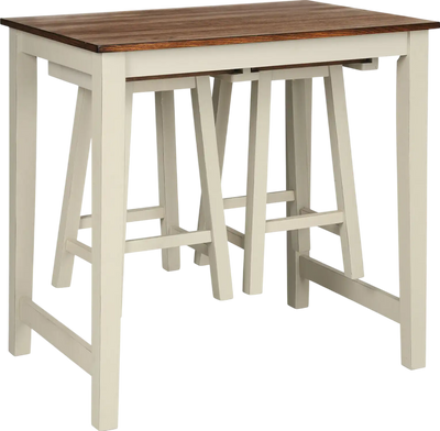 Costway Bar Table with 2 Saddle Bar Stools 3 Piece Set New