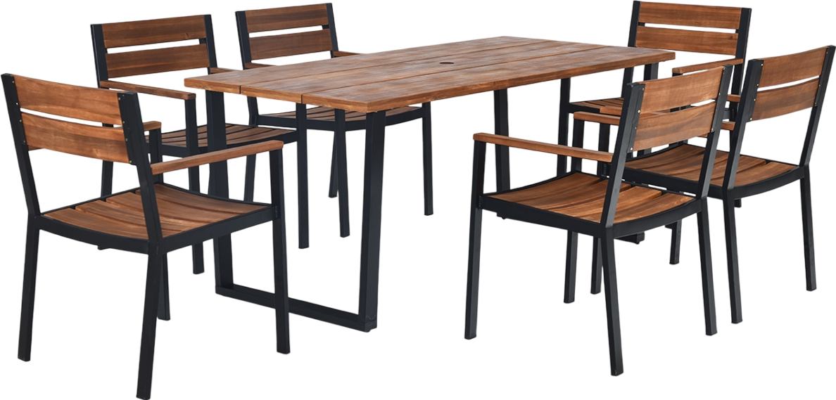 Costway Patio Dining Table Set with Umbrella Hole 7 Pieces New