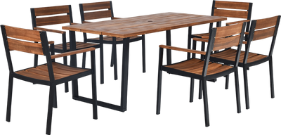 Costway Patio Dining Table Set with Umbrella Hole 7 Pieces New