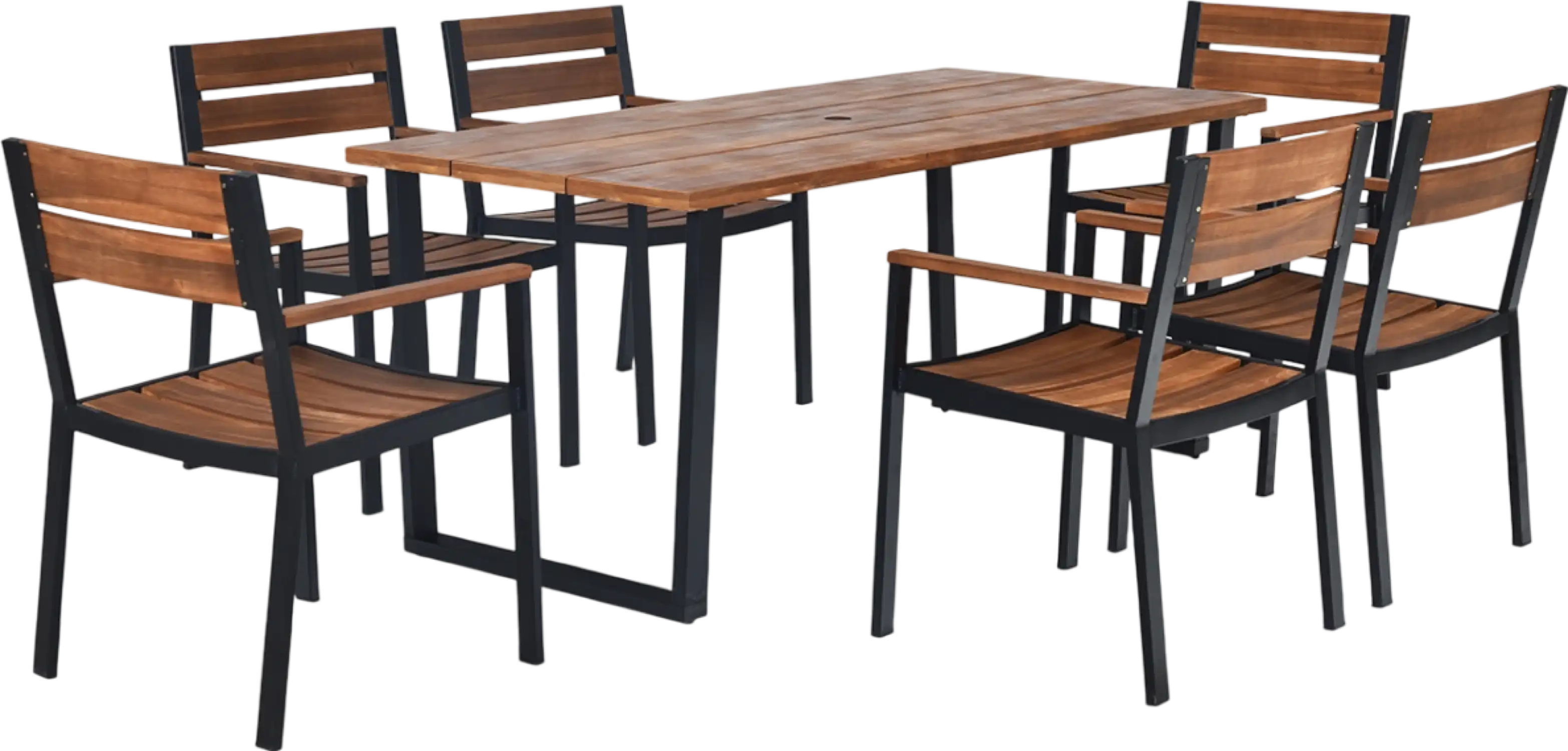 Costway Patio Dining Table Set with Umbrella Hole 7 Pieces New