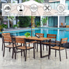 Costway Patio Dining Table Set with Umbrella Hole 7 Pieces New