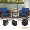 Costway Wood Patio Furniture Set with Coffee Table 3 Pieces Acacia New