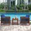 Costway Wood Patio Furniture Set with Coffee Table 3 Pieces Acacia New