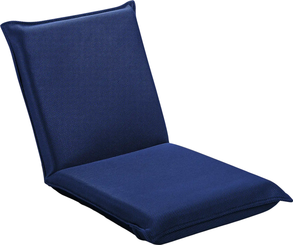 Navy adjustable floor chair with thick padding, featuring 6 positions for comfort in living room or bedroom.