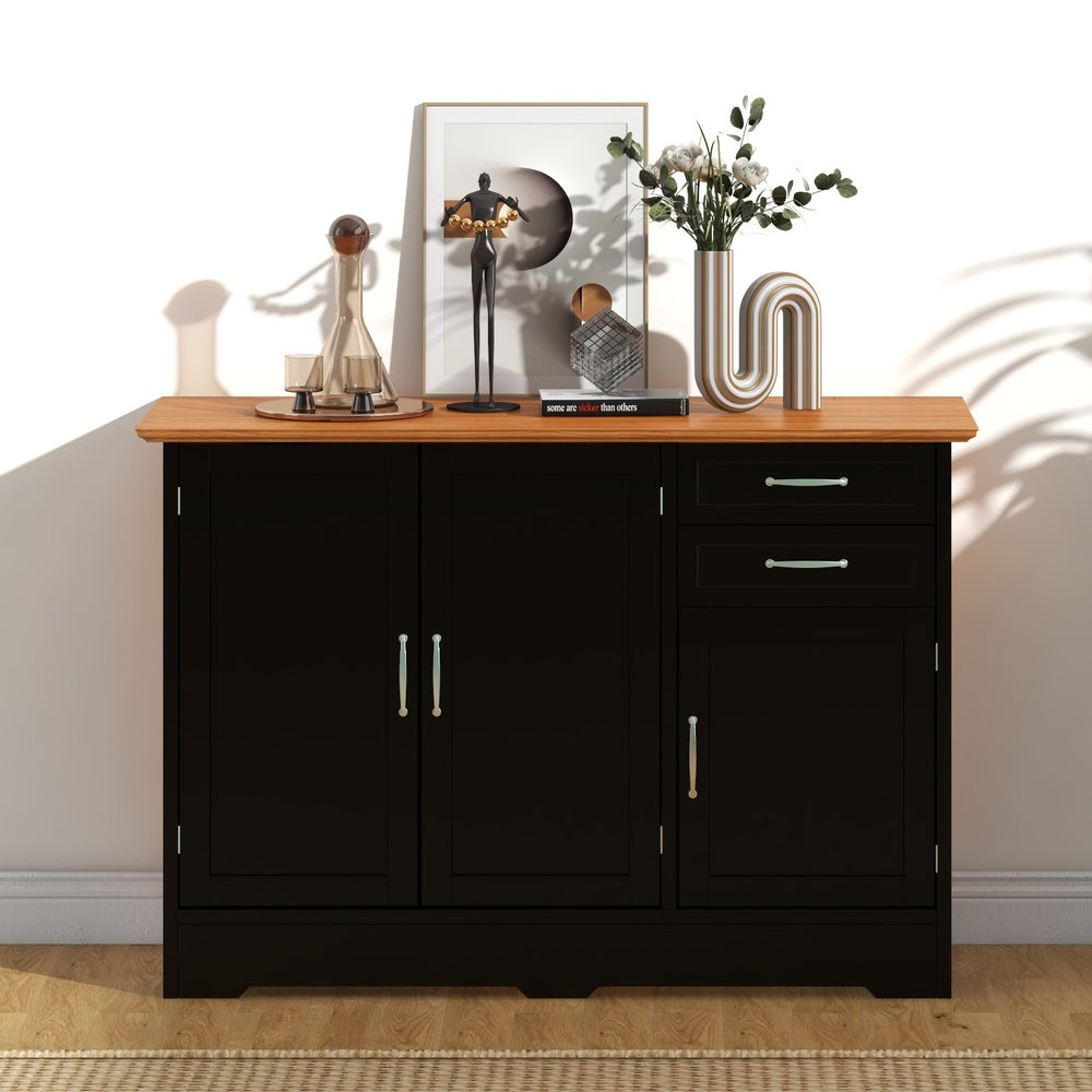 Buffet Storage Cabinet with 2-Door Cabinet and 2 Drawers-Black - Gallery View 1 of 7