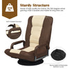 360-degree swivel gaming floor chair in brown with adjustable backrest and soft padded armrests for comfortable use.