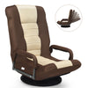 Brown 360-degree swivel gaming floor chair with adjustable backrest, ergonomic design, and foldable for easy storage.
