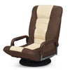 Brown 360-degree swivel gaming floor chair with adjustable backrest and ergonomic design for comfort and relaxation.