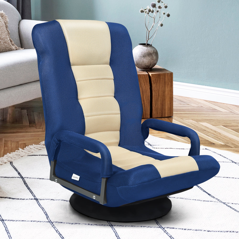 360-Degree Swivel Gaming Floor Chair with Foldable Adjustable Backrest-Blue - Gallery View 1 of 11