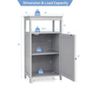 Gray bathroom wooden floor cabinet with adjustable shelves, sturdy MDF construction, and multifunctional storage design.