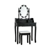 Makeup Dressing Table with Touch Switch Lighted Mirror and Cushioned Stool-Black - Gallery View 1 of 12