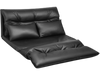 Foldable black PU leather leisure sofa bed with adjustable backrest and two pillows, ideal for small spaces and.