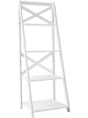 4-tier white leaning ladder shelf bookcase made of durable MDF, perfect for home or office storage and organization.