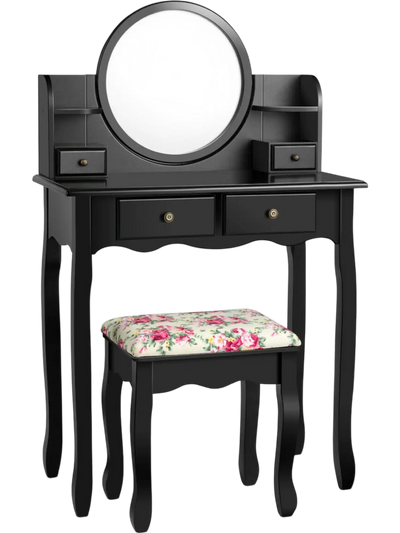 Costway Makeup Vanity Table Set 360° Round Mirror 12745986 New