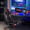 Reclining swivel gaming chair in red with lumbar support, adjustable backrest, and ergonomic design for ultimate.