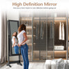 Mirrored standing jewelry cabinet in black with elegant design, offering powerful storage and a full-length dressing.
