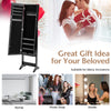 Mirrored standing jewelry cabinet in black, featuring a solid MDF body and elegant mirror for stylish storage solutions.