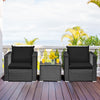 3 Pieces Patio Wicker Conversation Set with Cushion-Black - Gallery View 1 of 12