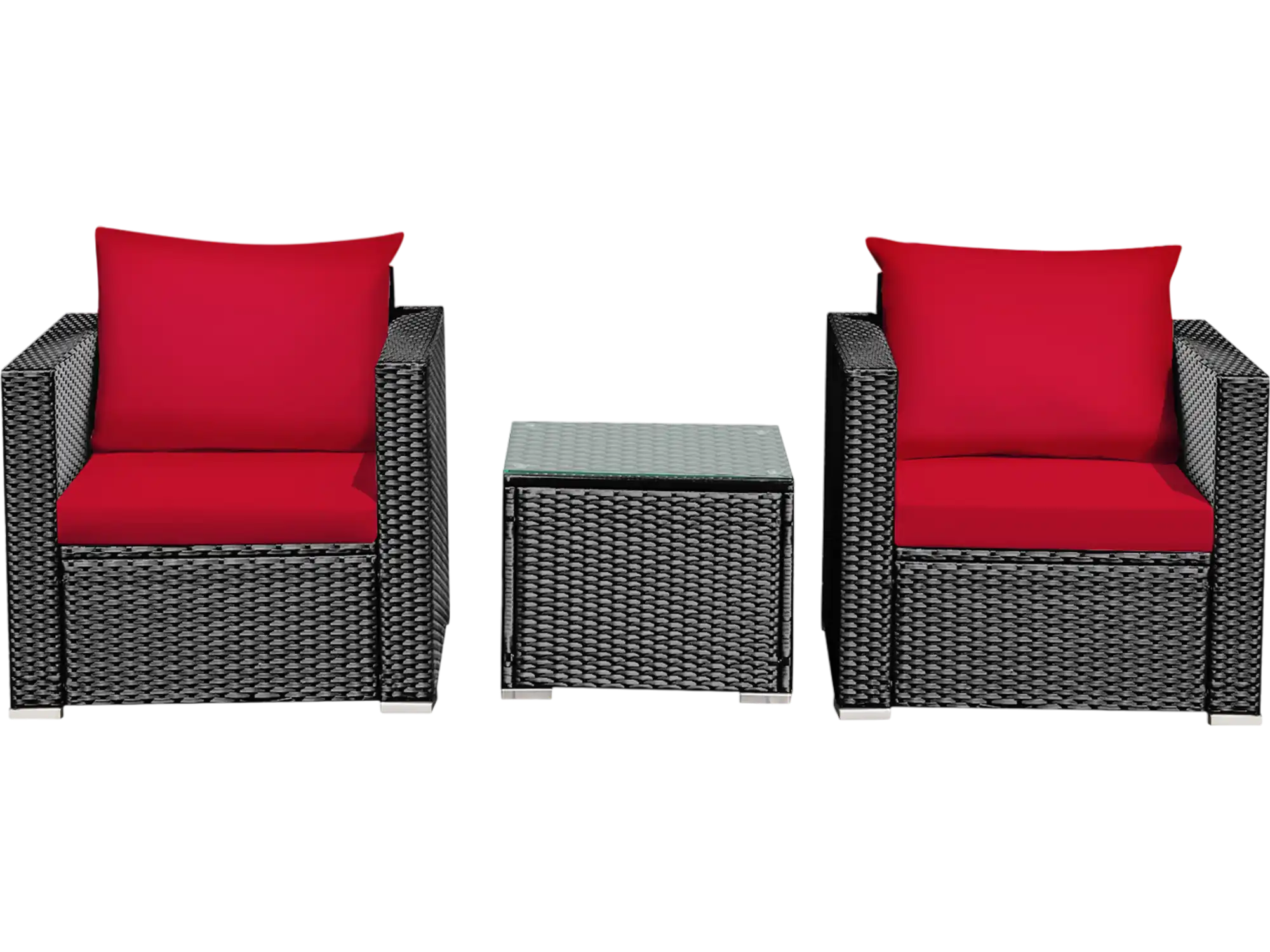 Costway 3-Piece Patio Conversation Rattan Furniture Set with Cushion 54239871 New