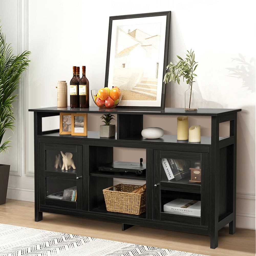 58 Inch TV Stand Entertainment Console Center with 2 Cabinets-Black - Gallery View 1 of 12