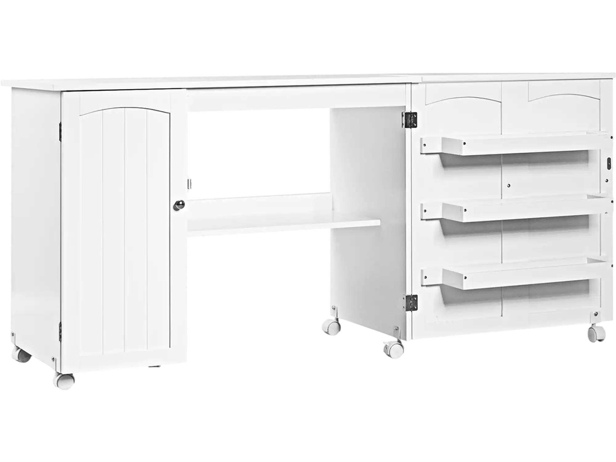 Costway Folding Sewing Table Storage Shelves Lockable Casters 48163950 New