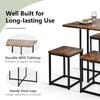 Compact dining set featuring a walnut MDF tabletop and sturdy metal frame, ideal for apartments and cafes.