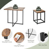 Compact dining table with metal frame and walnut surface, featuring smooth corners and easy cleaning for versatile.