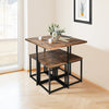5 Pieces Metal Frame Dining Set with Compact Dining Table and 4 Stools-Walnut - Gallery View 1 of 10