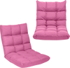 Adjustable pink folding gaming sofa with 14 positions, breathable fabric, and ergonomic backrest for comfort.