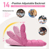 14-position adjustable pink gaming sofa with breathable fabric and ergonomic design for comfort in various settings.
