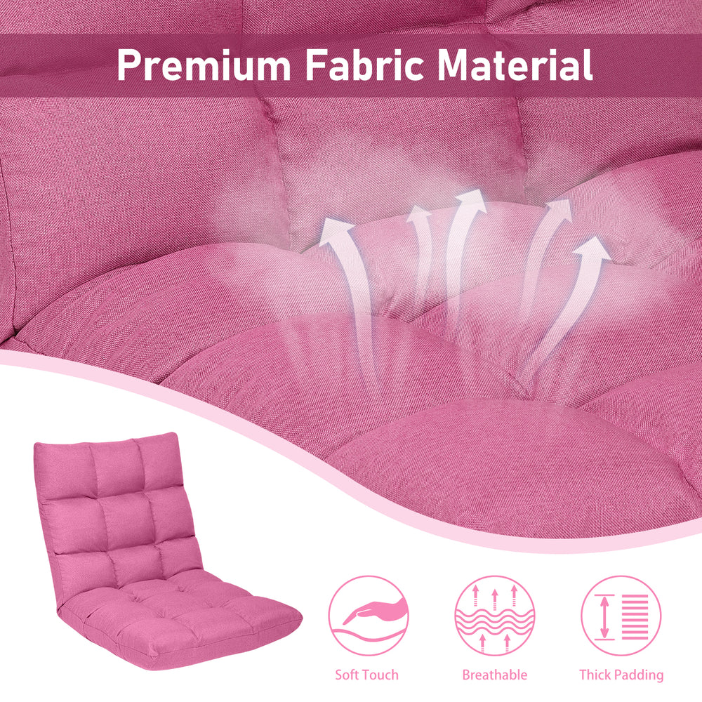 Pink adjustable folding gaming sofa showcasing premium fabric, breathable material, and thick padding for ultimate.