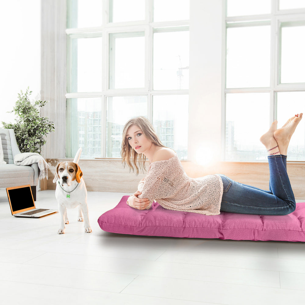 Adjustable pink gaming sofa with high resilience sponge padding, perfect for comfort in living rooms or bedrooms.