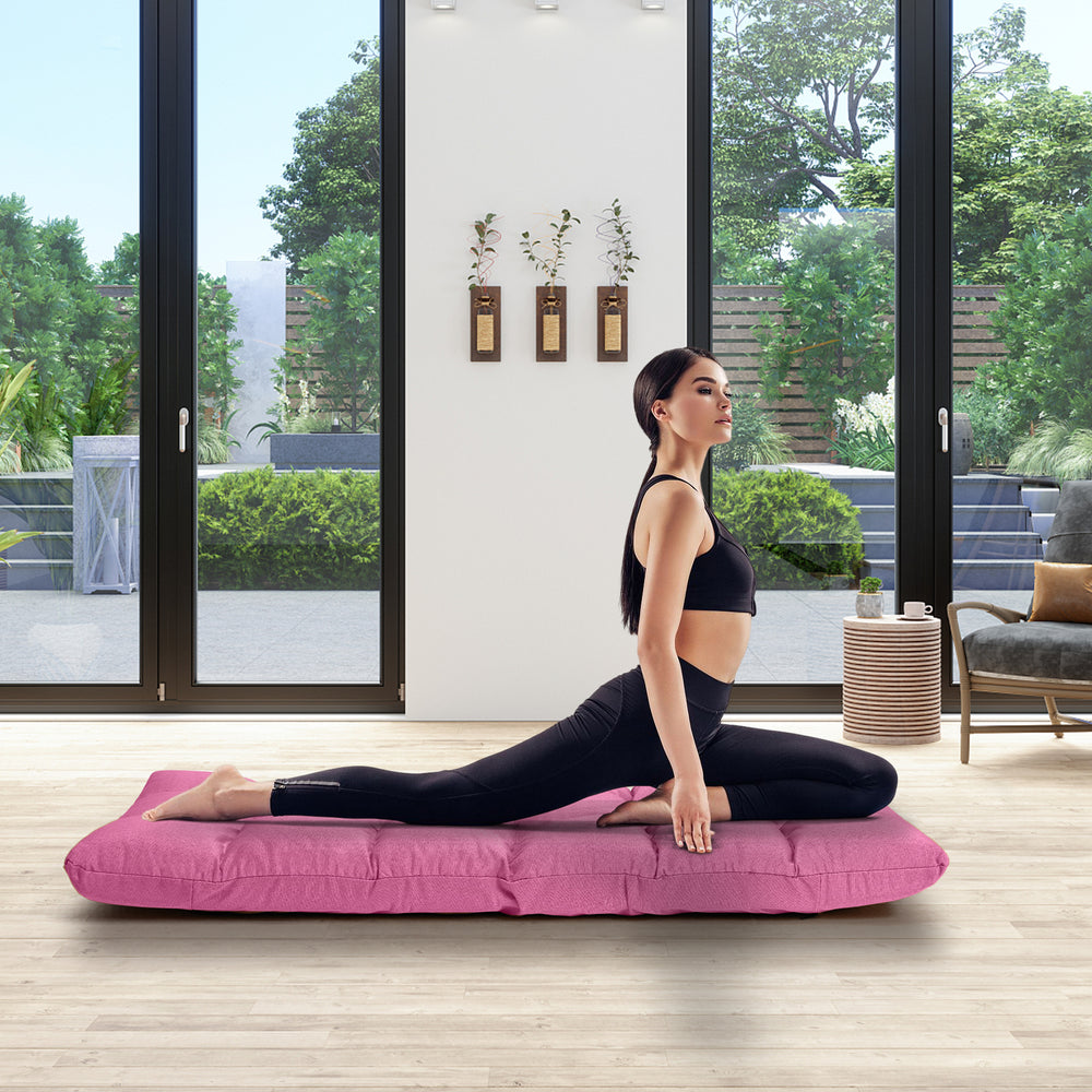 14-Position Adjustable Folding Lazy Gaming Sofa-Pink - Gallery View 1 of 10