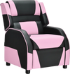 Kids youth gaming sofa recliner in pink and black PU leather, featuring a streamlined design for ergonomic comfort and.
