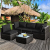 5 Pieces Cushioned Patio Rattan Furniture Set with Glass Table-Black - Gallery View 1 of 12